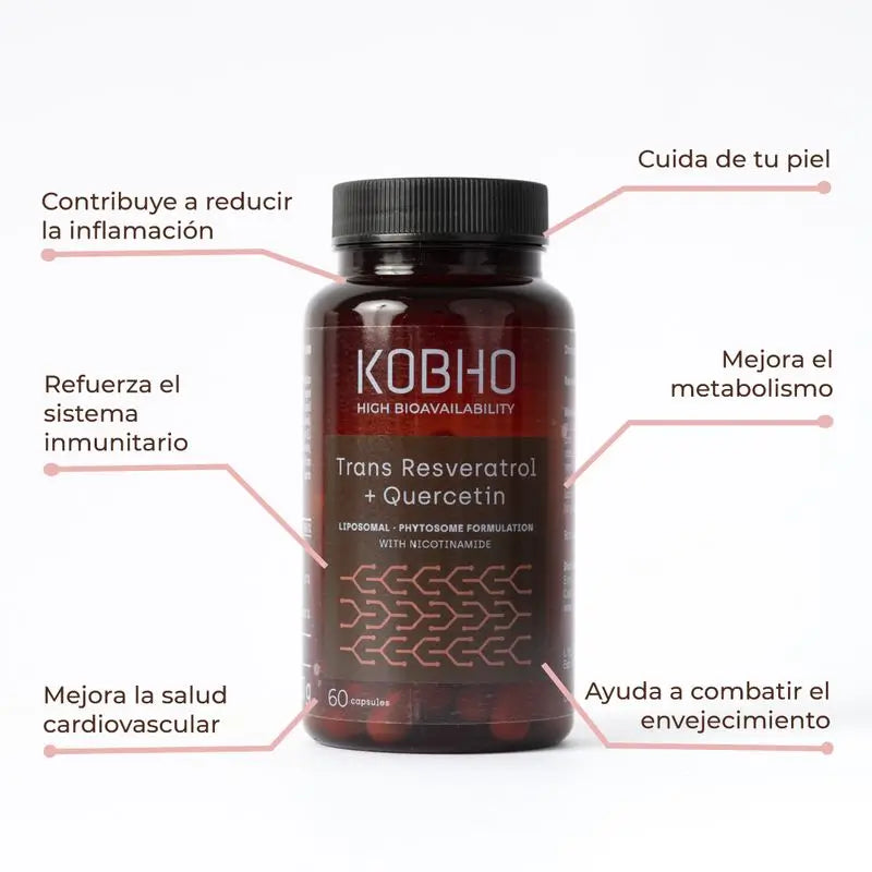Kobho Labs Trans Resveratrol Integratore + Quercetina, 60 capsule