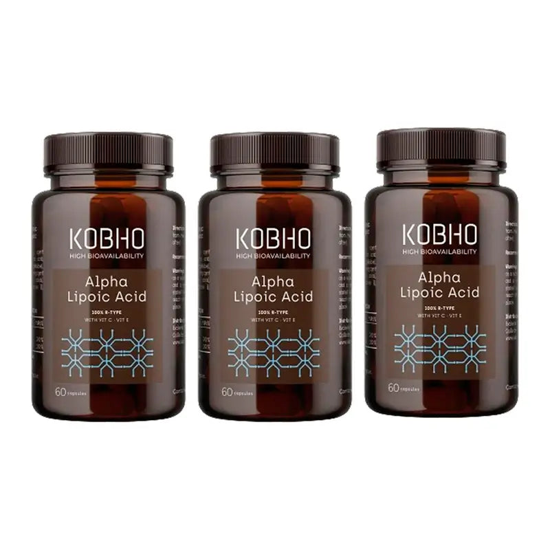Kobho Labs Triplo Integratore di acido alfa lipoico, 3 x 3 x 60 capsule