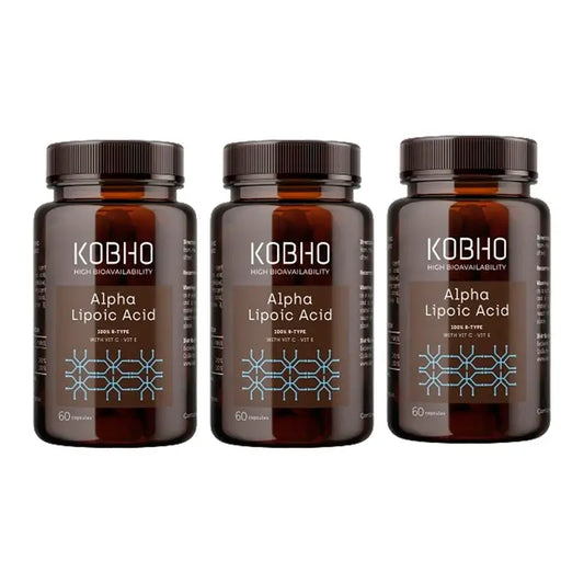 Kobho Labs Triplo Integratore di acido alfa lipoico, 3 x 3 x 60 capsule