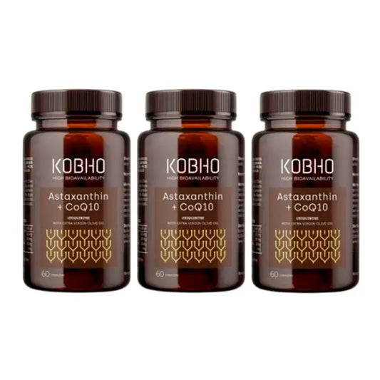 Kobho Labs Triplo Integratore di Astaxantina + Coenzima Q10, 3 x 60 capsule