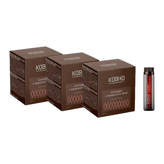 Kobho Labs Triplo Integratore di collagene e acido ialuronico, x3 60 fiale