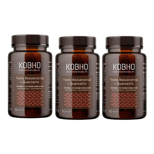 Kobho Labs Triplo Trans Resveratrolo + Quercetina Integratore, 3 x 60 capsule