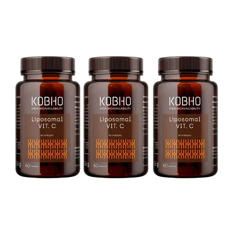 Kobho Labs Triplo Liposomal Vitamin C + Reishi integratore, 3 x 60 capsule