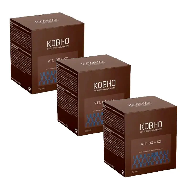 Kobho Labs Triplo Integratore di vitamina D3 + K2, 3 x 20 fiale