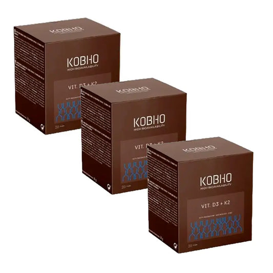 Kobho Labs Triplo Integratore di vitamina D3 + K2, 3 x 20 fiale