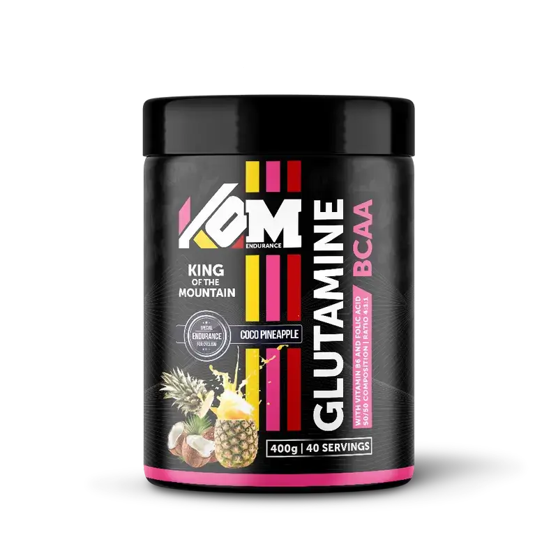 Kom Endurance Amino Acids - Nutrizione sportiva, 400 g di bcaa,s+glutammina al gusto di ananas e noce di cocco