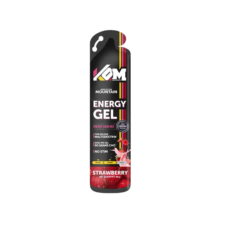 Kom Endurance Sports Nutrition Gel, confezione da 18 gel da 80 g, gusto fragola.