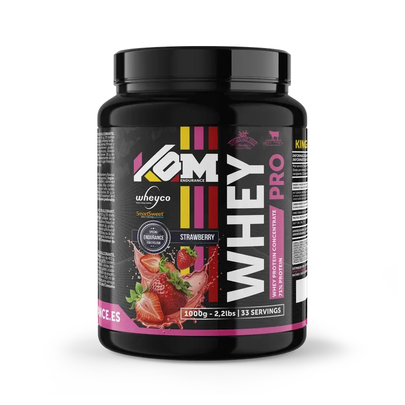 Kom Endurance Proteins Sports Nutrition, proteine del siero del latte al gusto di fragola in barattolo da 1 kg