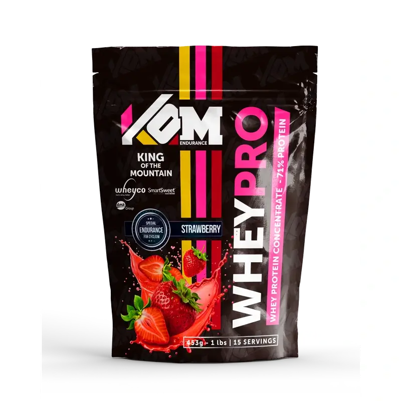 Kom Endurance Proteins Sports Nutrition, bustina di proteine del siero di latte da 453 g al gusto di fragola
