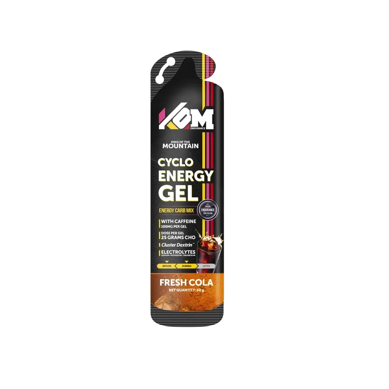 Kom Endurance Shot Sports Nutrition, shot da 60 ml con caffeina, guaranà e taurina al gusto di cola.