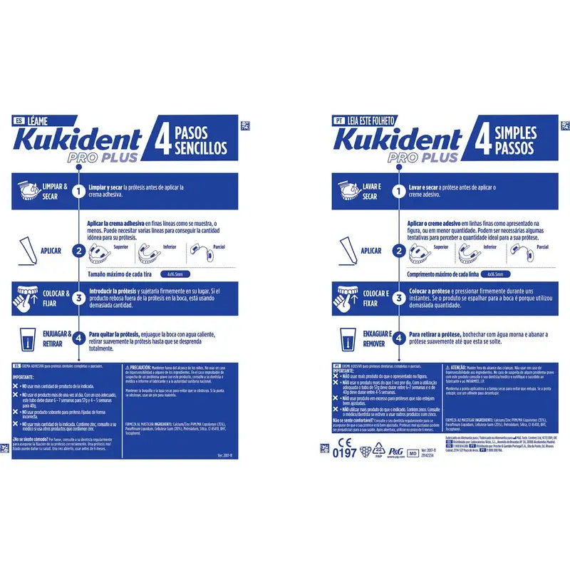 Kukident Duplo Pro Plus Rassodamento durante la masticazione, 2 X 57 Gr