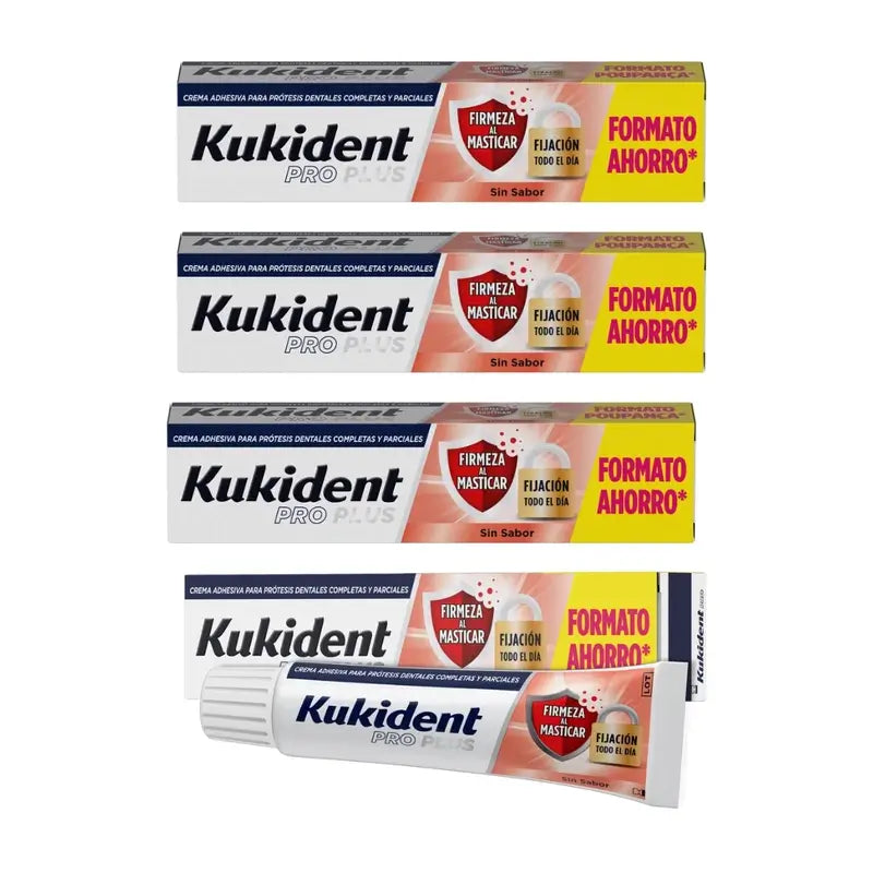 Kukident Quadruple Pro Plus Rassodamento durante la masticazione, 4 x 57 Gr