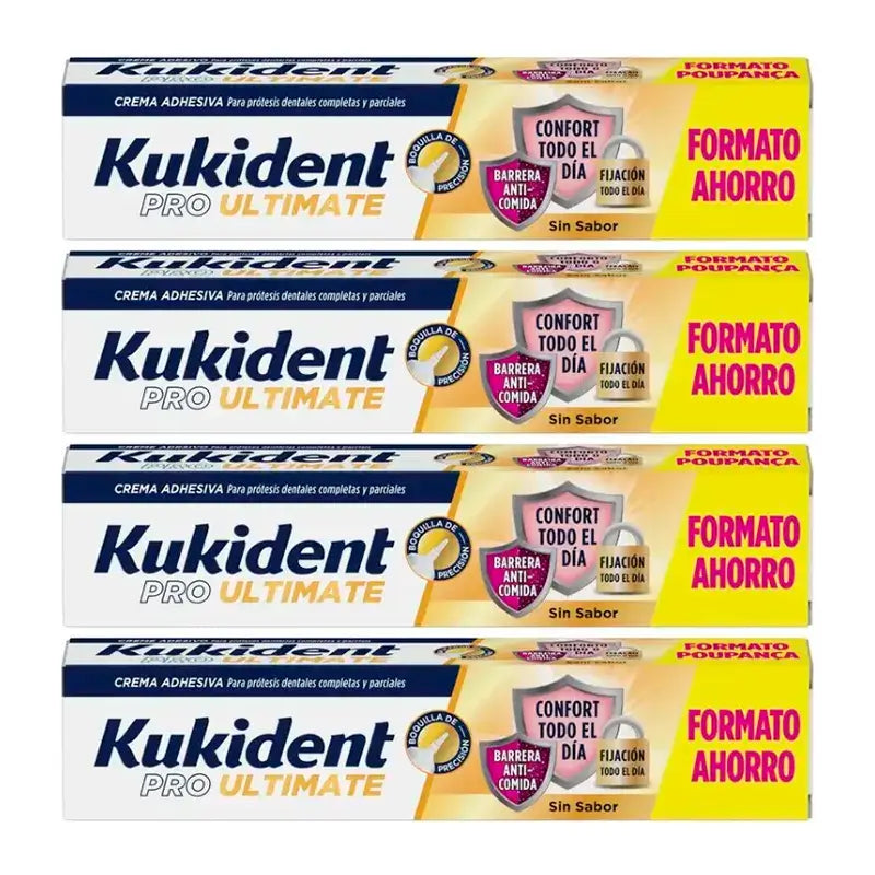 Kukident Quadruple Pro Ultimate Senza Sapore, 4 x 57 Gr