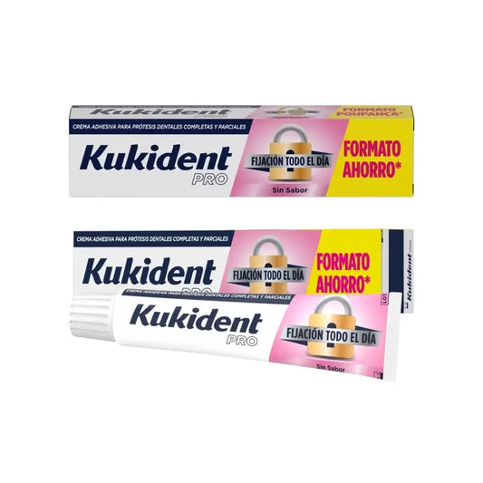 Kukident Duplo Pro Crema adesiva completa per protesi dentarie, Neutro 2x70 gr
