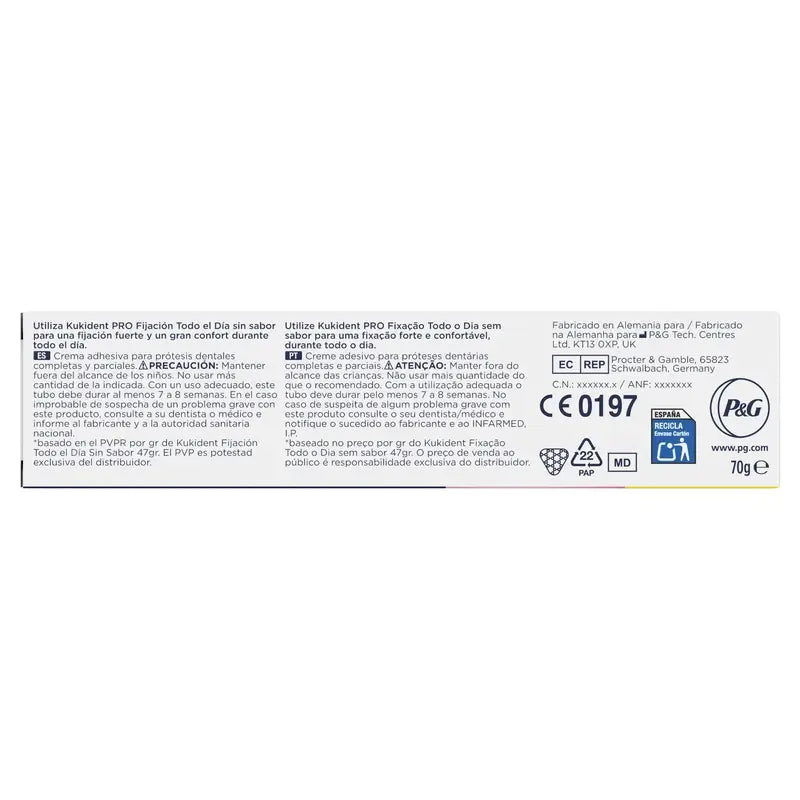 Kukident Duplo Pro Crema adesiva completa per protesi dentarie, Neutro 2x70 gr