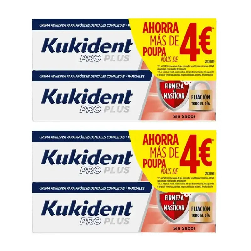 Kukident Pro Plus Supporto per la masticazione, Confezione risparmio, 4X40 Gr