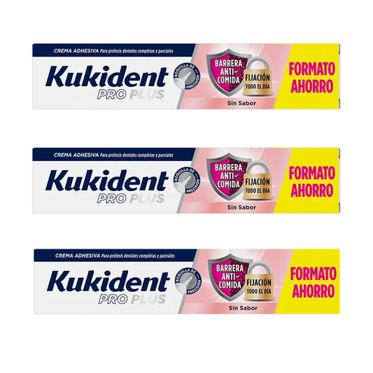 Kukident Triplo Pro Plus Barriera Anticomida Insapore, 3 X 57 Gr