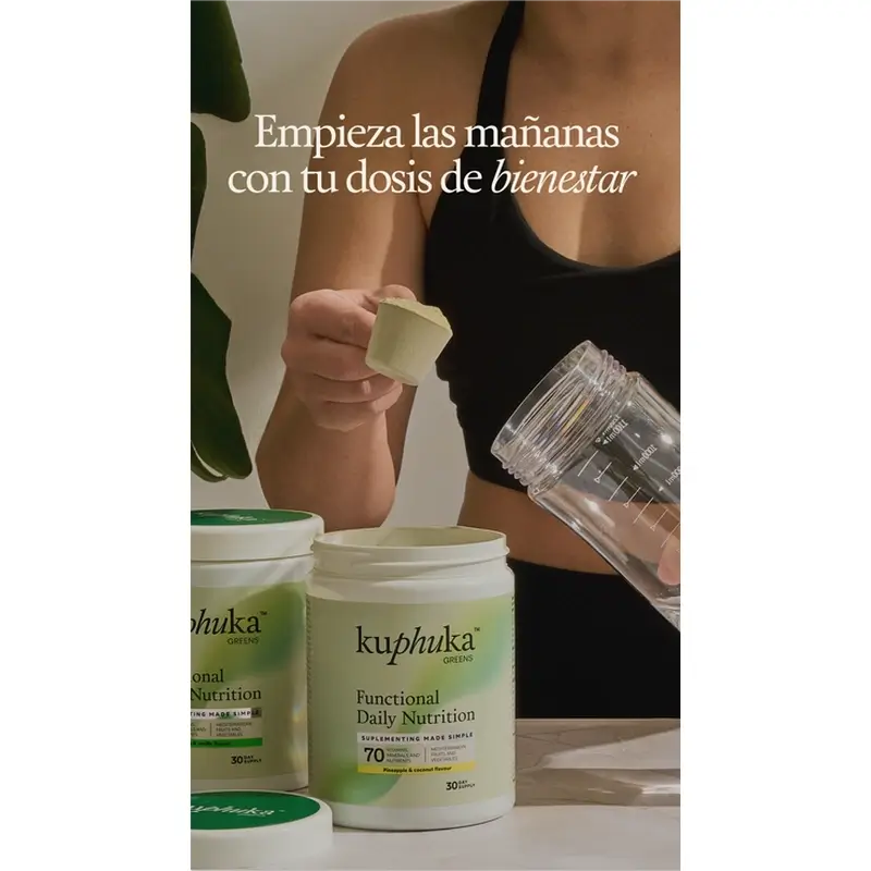 Integratore alimentare Kuphuka Greens 100% naturale e olistico Mela e vaniglia, 411 grammi