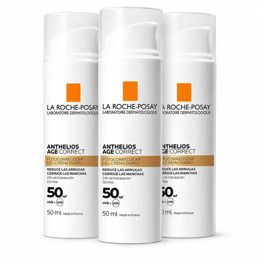 La Roche Posay Anthelios Age Correct SPF50 Gel-Crema, Confezione 3 x 50 ml