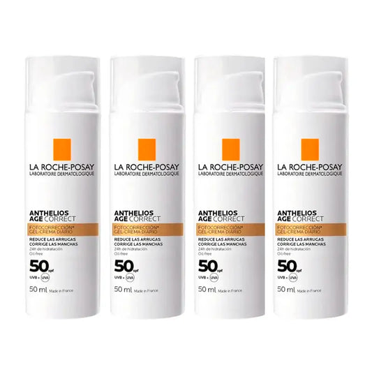 La Roche Posay Anthelios Age Correct SPF50 Gel-Crema, Confezione 4 x 50 ml
