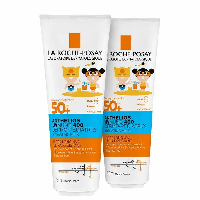 La Roche-Posay Anthelios Dermo-Pediatrics Latte Idratante SPF 50+ Protezione solare per bambini Confezione da 2 x 250 ml