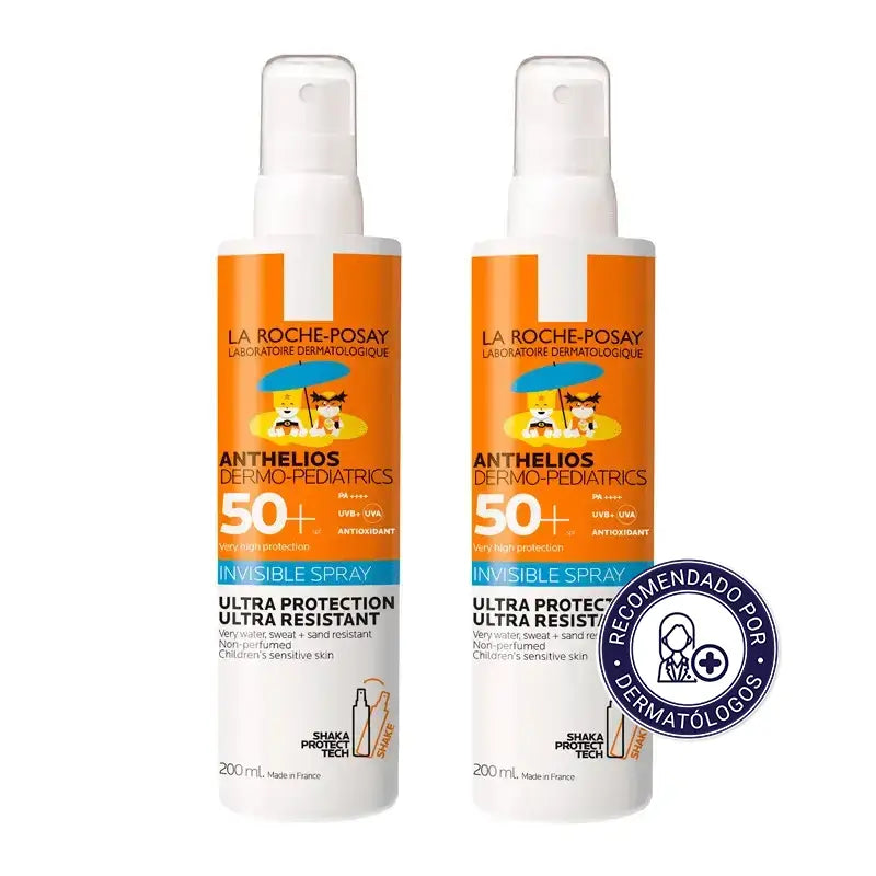 La Roche Posay Anthelios Dermo-Pediatrics Spray Invisibile SPF 50+ Ultra Resistente, 2x200 ml