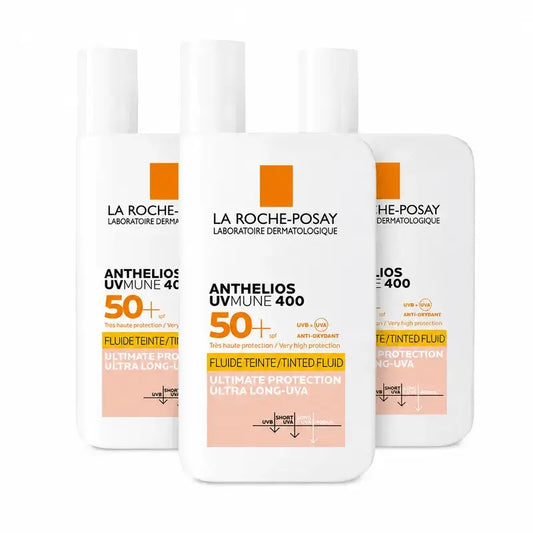 La Roche Posay Anthelios UVMune 400 SPF50+ Fluido colorato, confezione 3 x 50 ml
