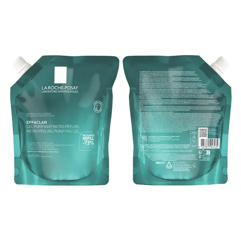 La Roche-Posay Effaclar Gel microesfoliante, ricarica ecologica, 400 ml