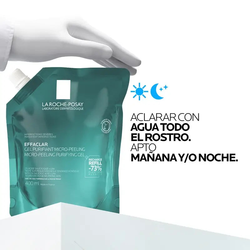 La Roche-Posay Effaclar Gel microesfoliante, ricarica ecologica, 400 ml