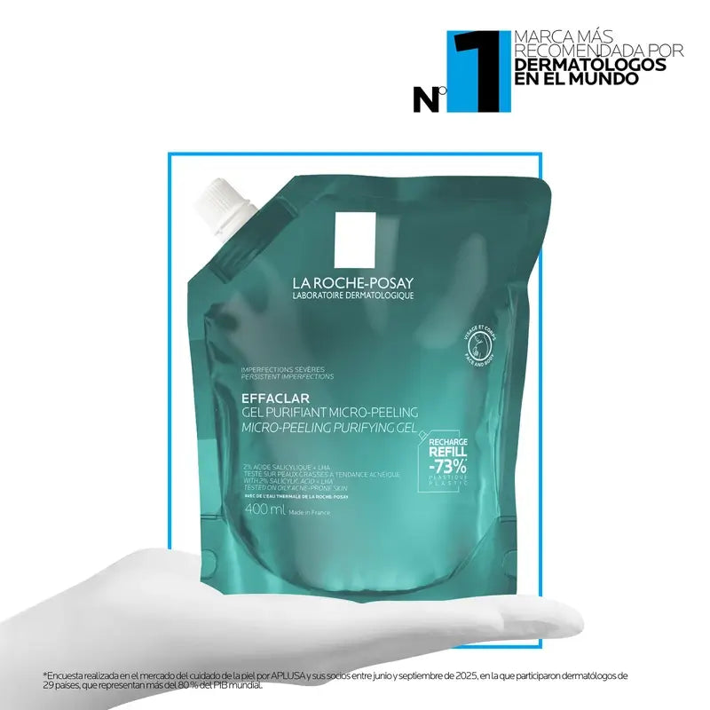 La Roche-Posay Effaclar Gel microesfoliante, ricarica ecologica, 400 ml
