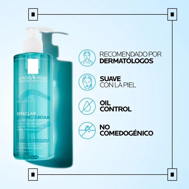 La Roche-Posay Effaclar Gel Detergente Supramolecolare, 400 ml