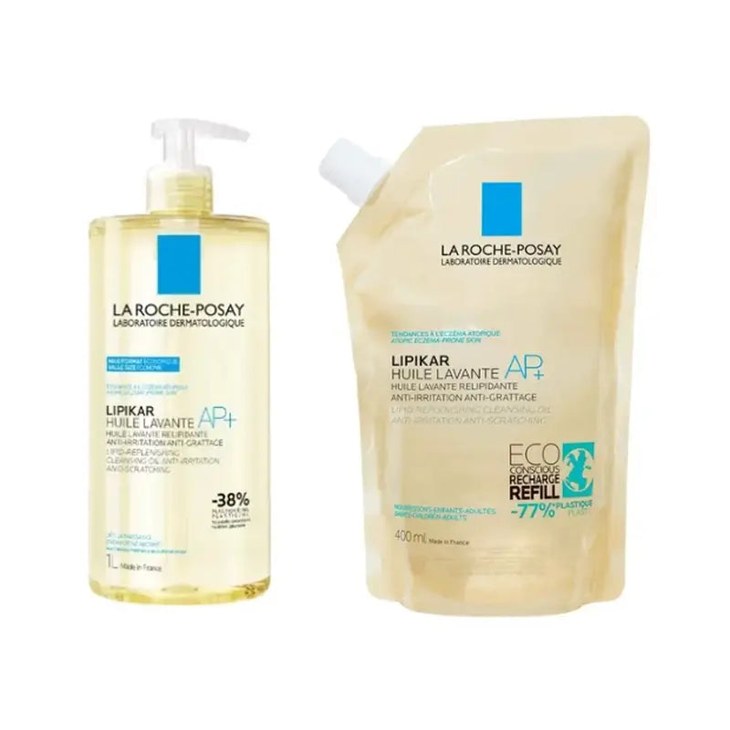 La Roche Posay Lipikar Olio detergente Ap+ Detergente 1000 ml + Ricarica , 400 ml