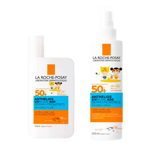 La Roche Posay Anthelios Fluido Bambini confezione Spf50+ 50Ml + Invisible Spray Bambini Spf50+ 200Ml