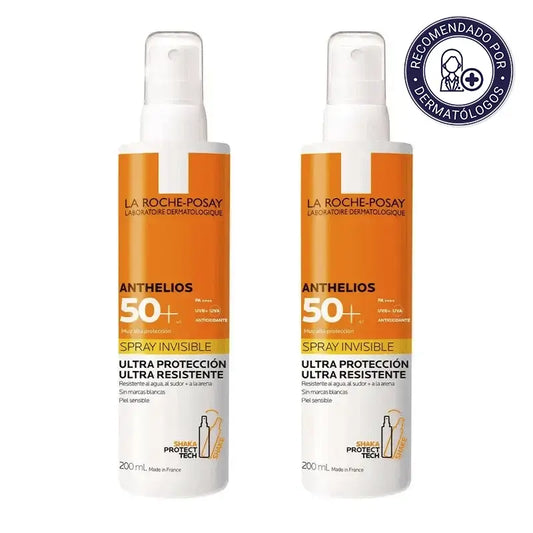 La Roche Posay Anthelios Invisible Spray Pack SPF 50+ Protezione solare corpo, 2X200 ml