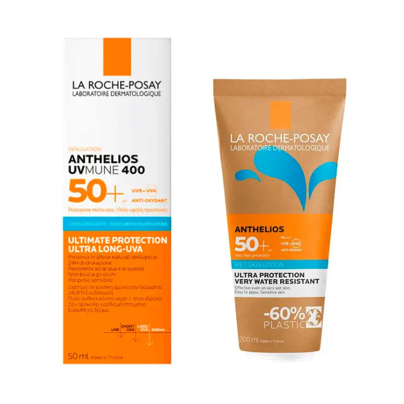 La Roche Posay Confezione Anthelios Uvmune 400 Spf50+ 50Ml + Pelle Bagnata Spf50+ 200Ml