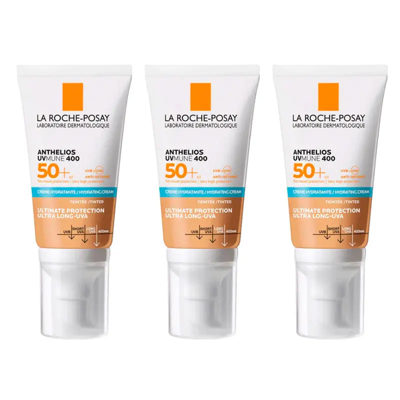 La Roche Posay Anthelios Triplo Crema Colorata Spf 50+ Pelle Sensibile, 3 X 50 Ml
