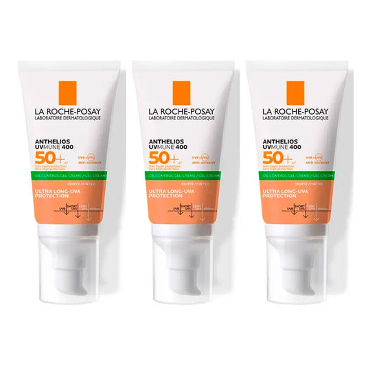 La Roche Posay Triplo Anthelios Uvmune 400 Oil Control Gel-Crema Spf50+ Color, 3 X 50 Ml