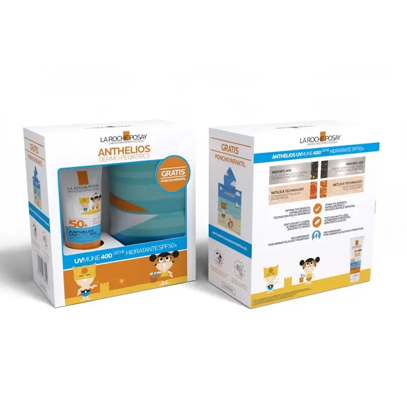 La Roche Posey Confezione Anthelios Latte Pediatrico Spf50 + Poncho, 1 confezione