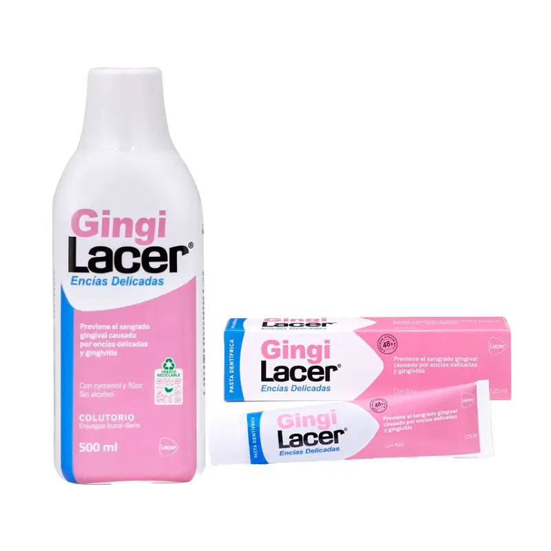 Confezione Lacer Collutorio Gingilacer, 500 Ml + Dentifricio Gingilacer 125 Ml