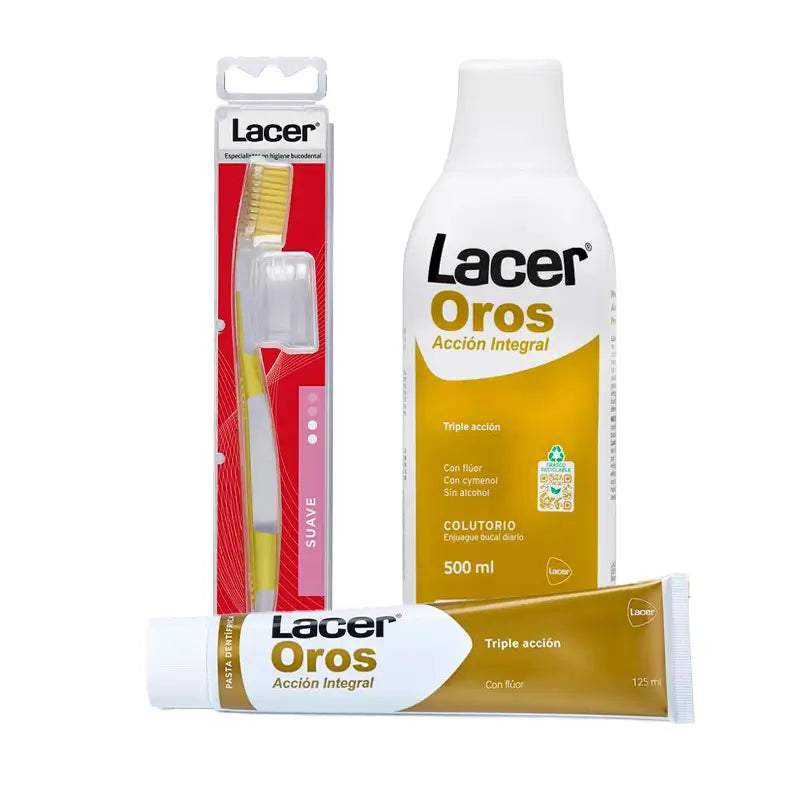 Lacer Pack Oros (collutorio + dentifricio + spazzolino morbido)
