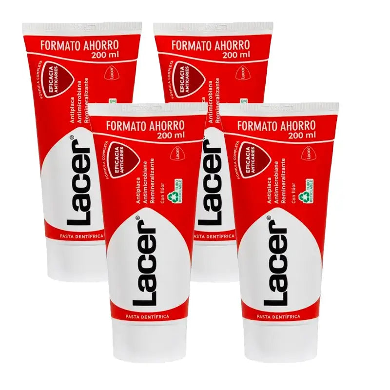 Dentifricio Lacer, confezione da 4 x 200 ml