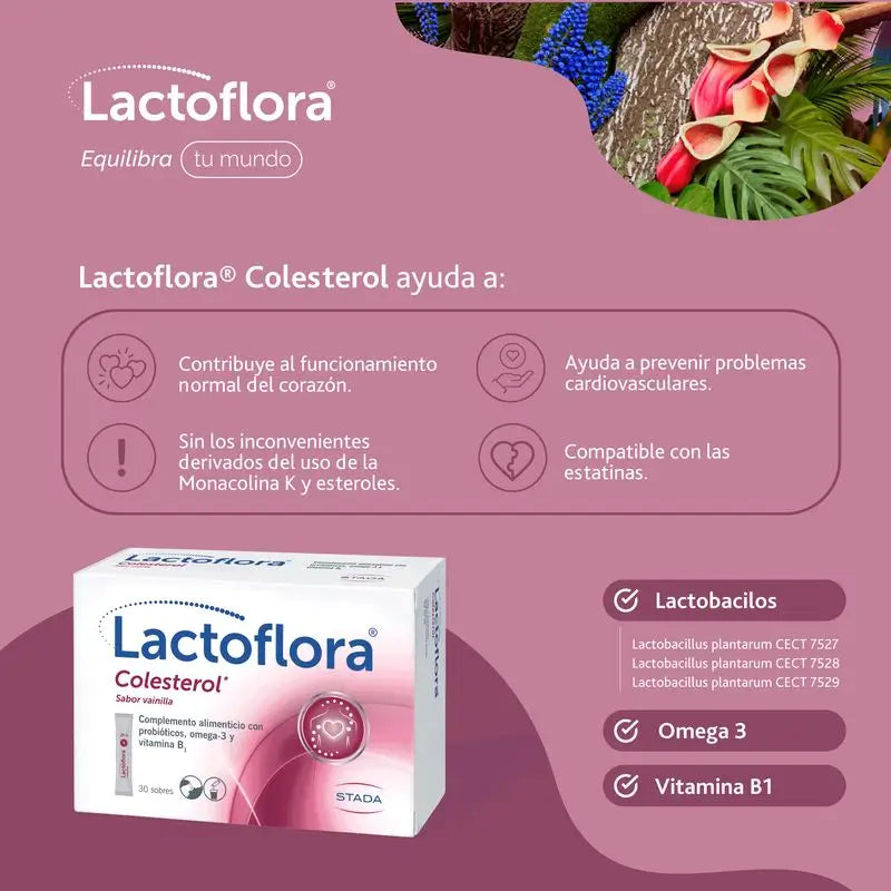 Lactoflora Probiotico Colesterolo Sapore di Vaniglia 30 bastoncini