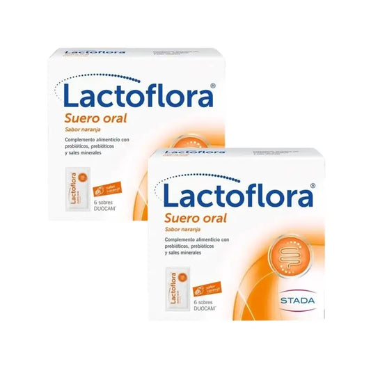 Siero orale Lactoflora con probiotici, prebiotici e sali minerali al gusto di arancia, 6 bustine