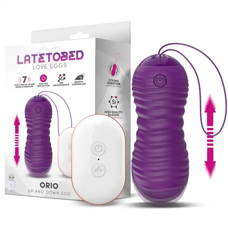Latetobed Orio Uovo Vibrante e Telecomando di Movimento Telescopico Su e Giù Viola