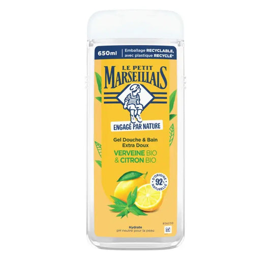 Le Petit Marseillais Gel doccia extra delicato alla verbena biologica e al limone biologico, 650 ml