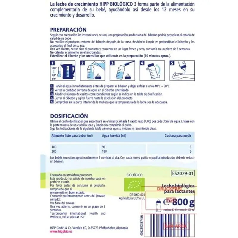 Hipp Combiotik 3, Latte di crescita, 800 g