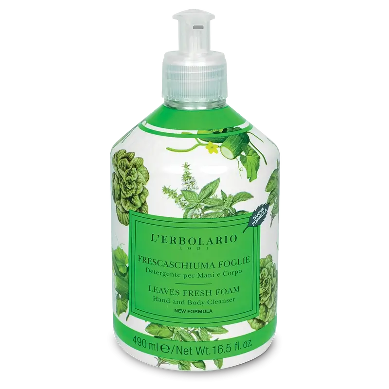 Sapone mani e corpo L'Erbolario Foglie di schiuma fresca, 490 ml