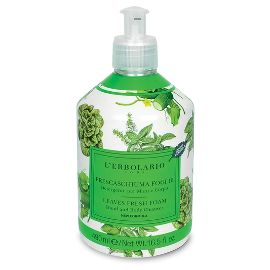 Sapone mani e corpo L'Erbolario Foglie di schiuma fresca, 490 ml