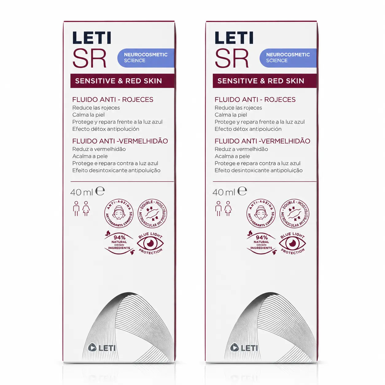 Leti SR Fluido Anti-Rossore, 40 ml confezione da 2