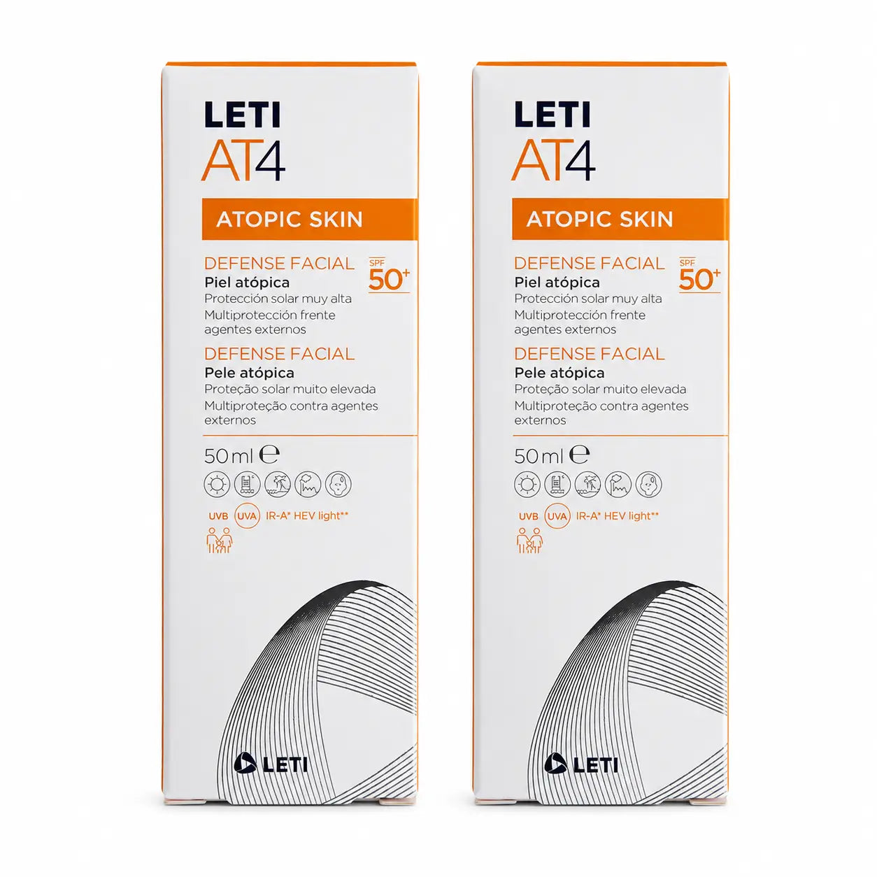 Letiat4 Defence Facial Spf50+, 50 ml confezione da 2